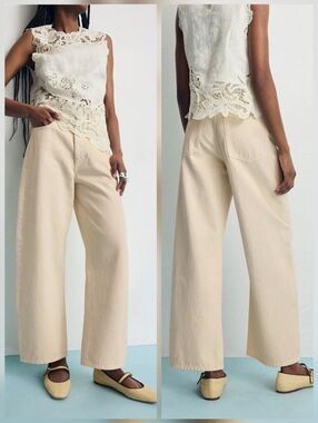 DL1961 White Taylor Barrel Jeans Cotton Wide-leg Size 25